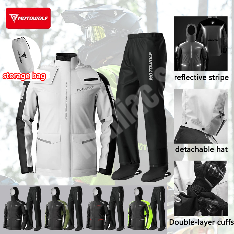 Cycling Commute In Rain - Motorcycle Reflective Raincoat Waterproof Cycling Hiking