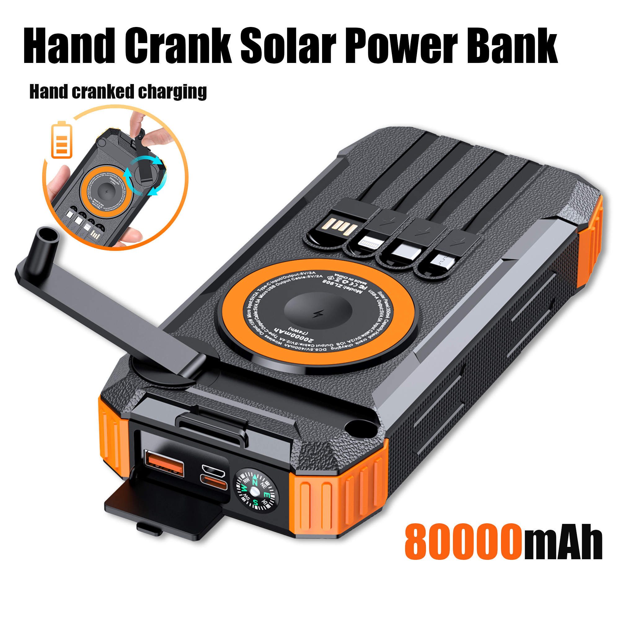 Usb Charger Dynamo - 2026 NEW Solar Power Bank 80000mAh
