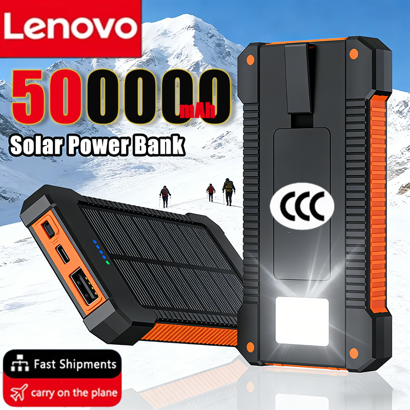 Usb Charger Dynamo - Lenovo 500000mAh Portable Solar Power Bank