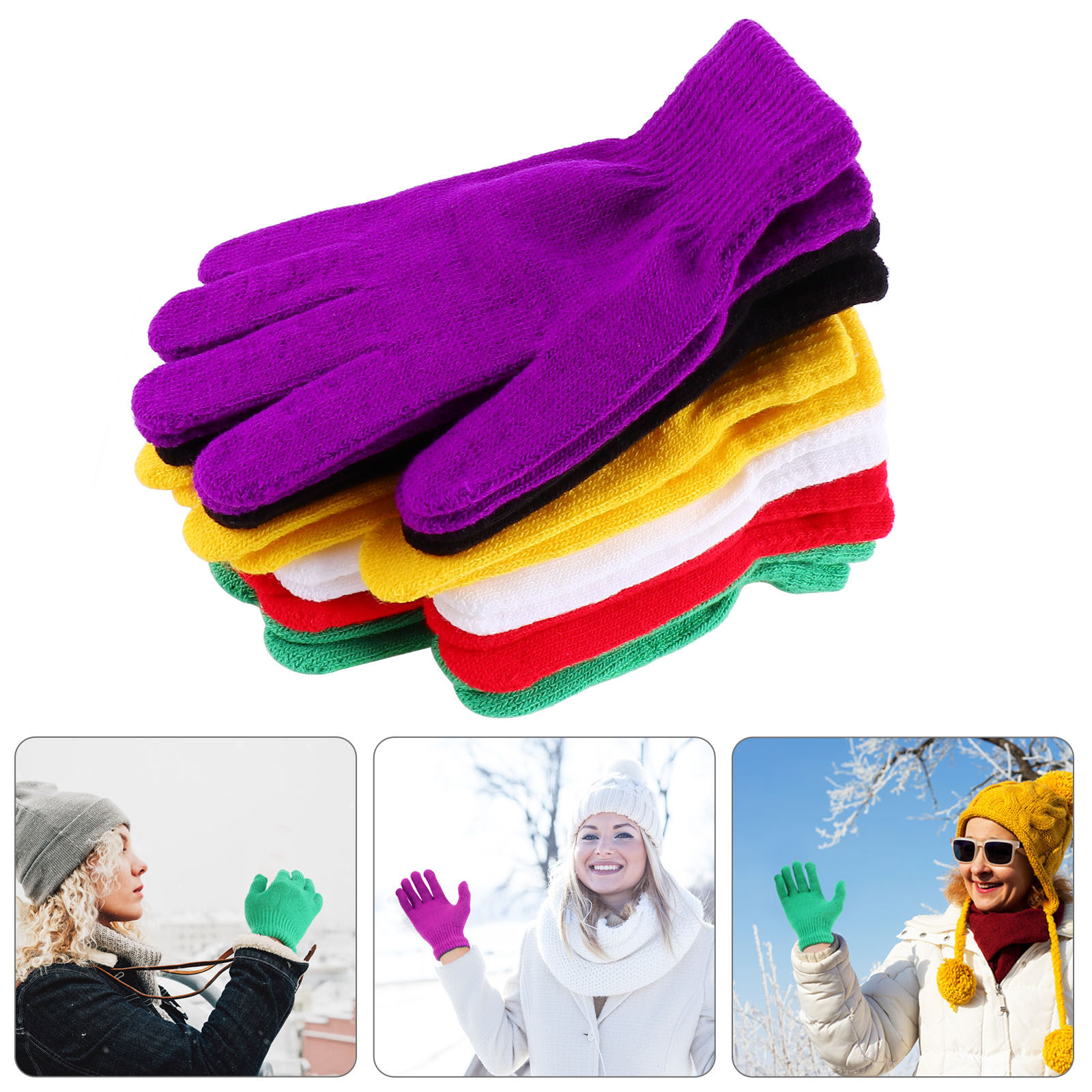Winter Cycling Commute - 6Pairs Solid Color Winter Warm Knitted