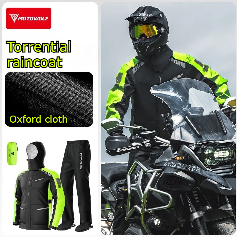 Cycling Commute In Rain - Motowolf Reflective Motorcycle Rain Jacket Waterproof