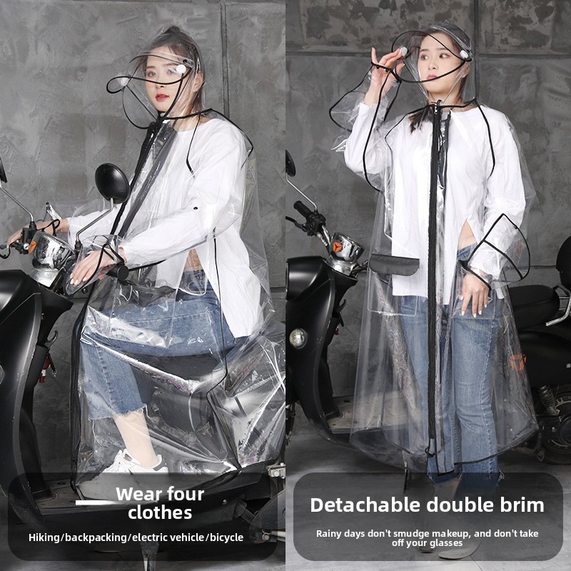 Transparent EVA Rain Poncho Ho - مراجعة Cycling Commute In Rain وسعره
