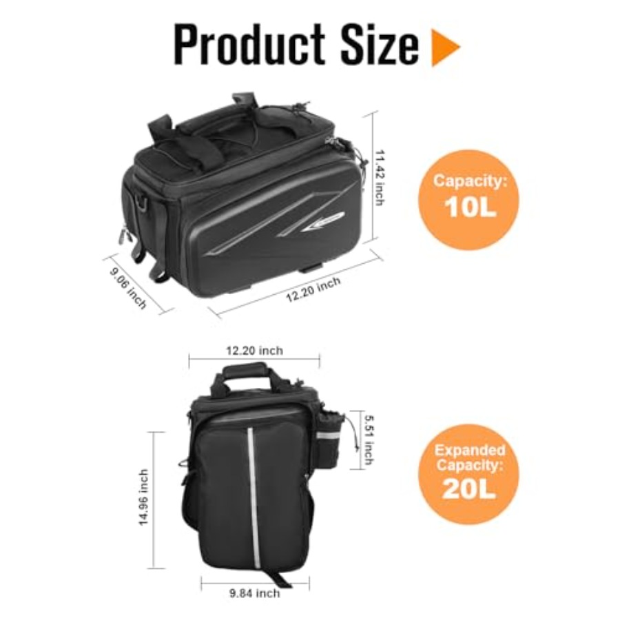 Bike Rack Bag, 20L EVA Hard Sh - مراجعة Panniers Waterproof Rear وسعره