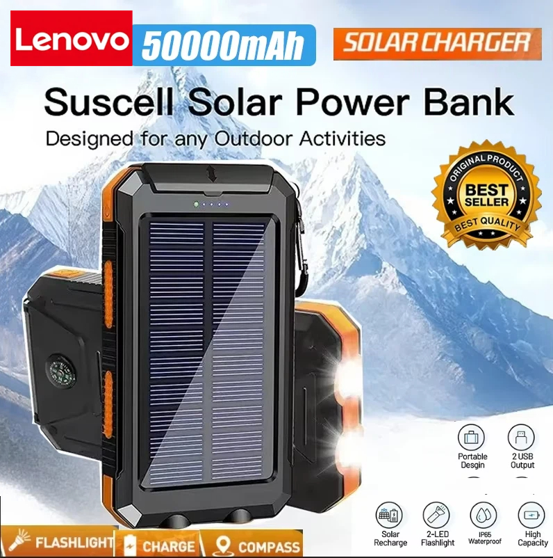 Lenovo 50000mAh Solar Power Ba - مراجعة Usb Charger Dynamo وسعره