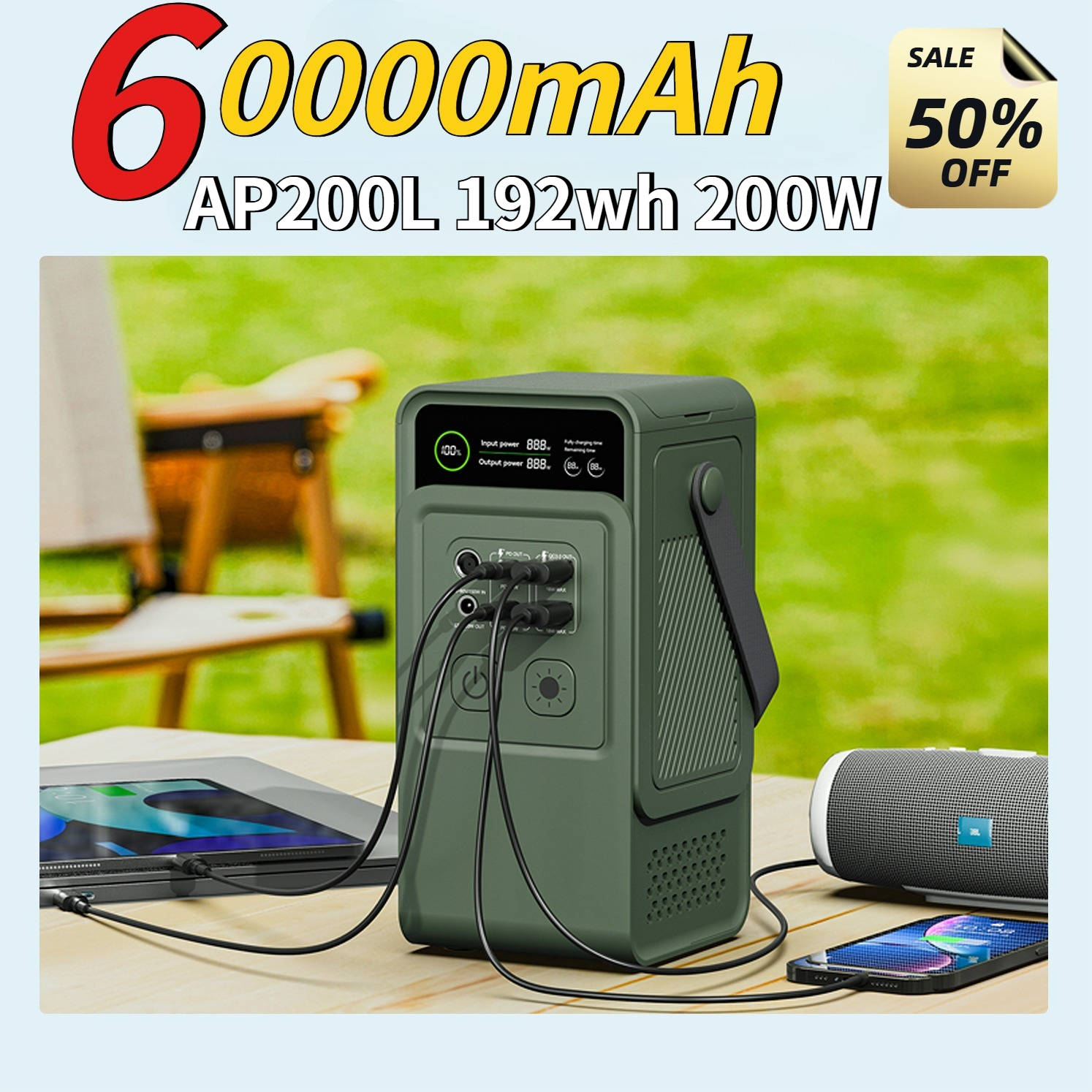 60000mAh 200W 192Wh Camping Po - مراجعة Usb Charger Dynamo وسعره