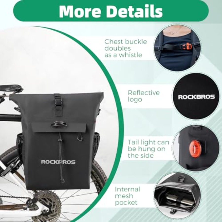 Cycling travel panniers, 18L w - مراجعة Panniers Waterproof Rear وسعره