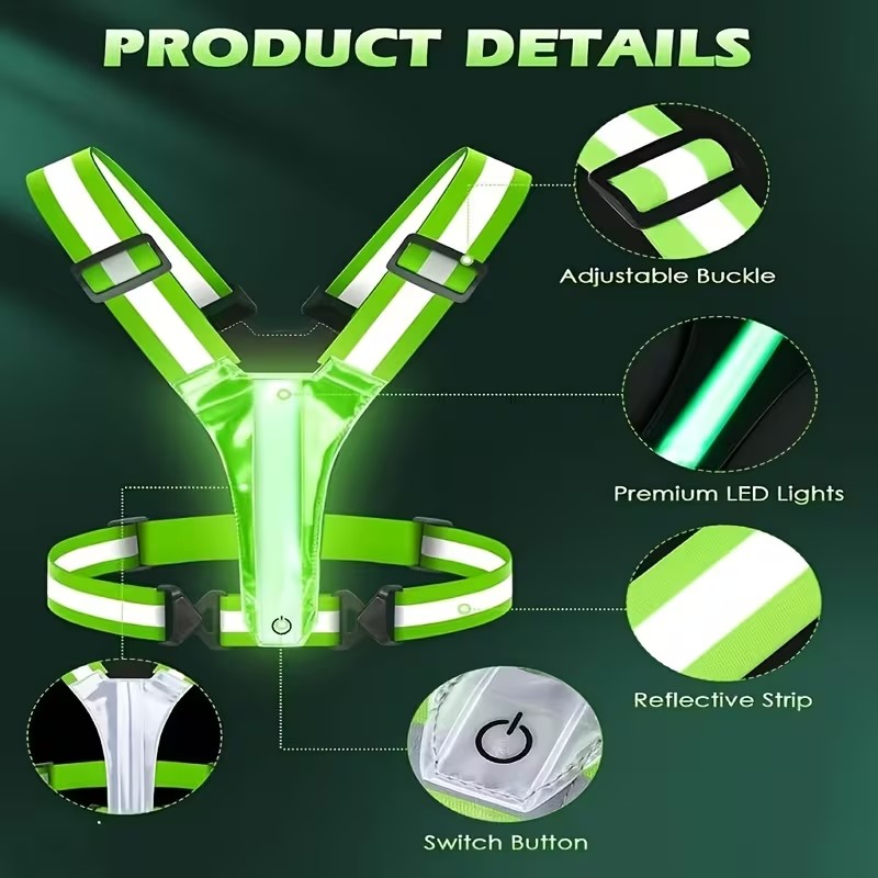 Luminous Light Strip Back Suit - مراجعة Reflective Vest Cycling وسعره