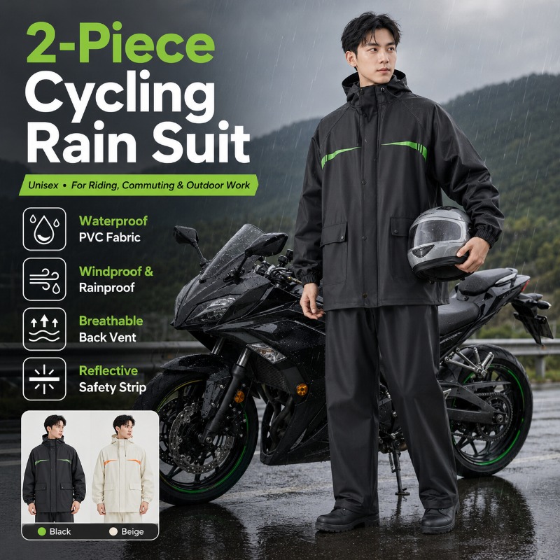 Unisex 2-Piece Waterproof Cycl - مراجعة Cycling Commute In Rain وسعره
