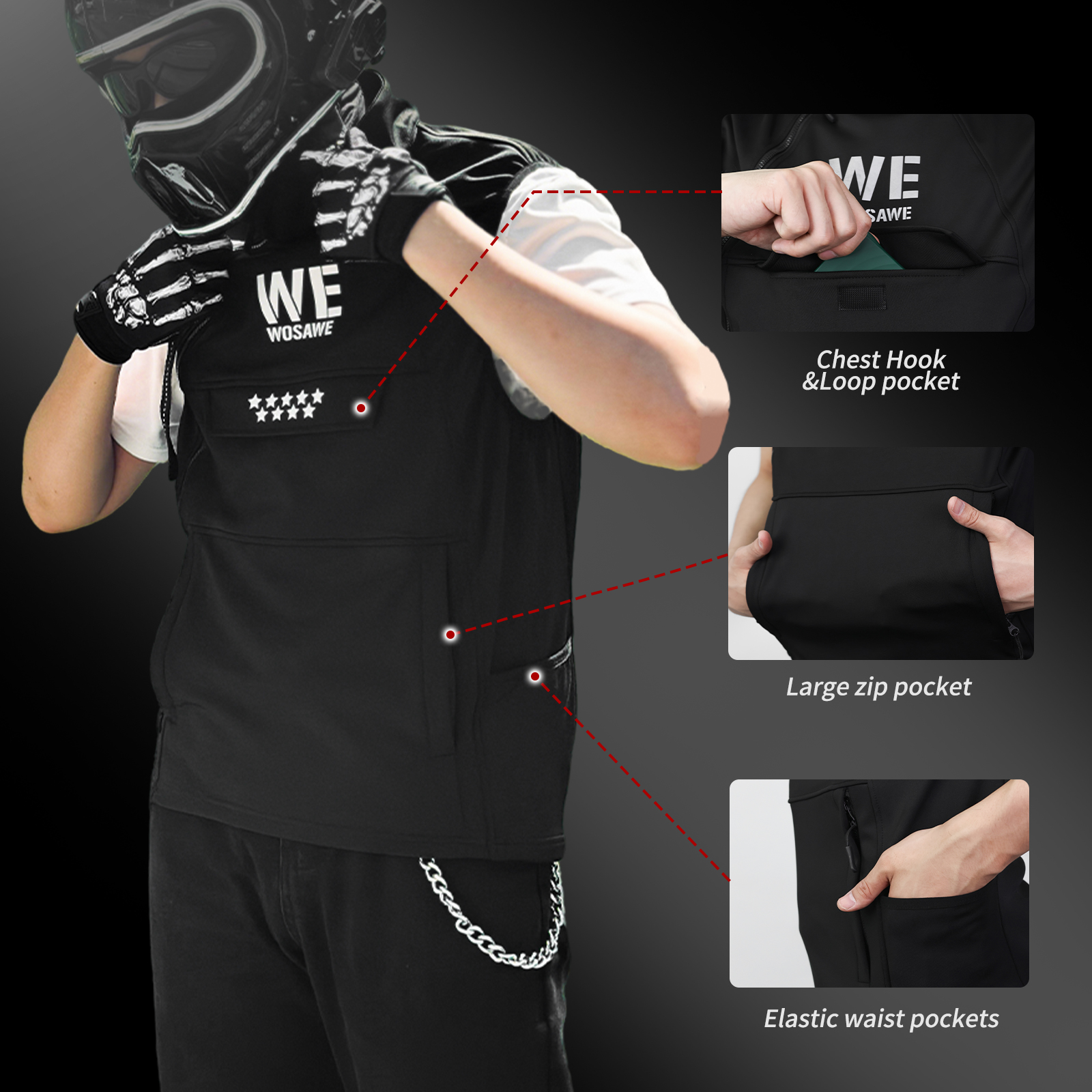 WOSAWE Winter Motorcycle Ridin - مراجعة Reflective Vest Cycling وسعره